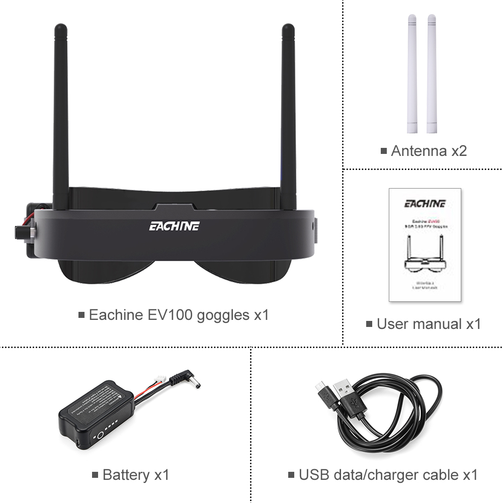 Eachine EV100 720*540 5.8G 72C - Fpv Drone Goggles のレビューと価格
