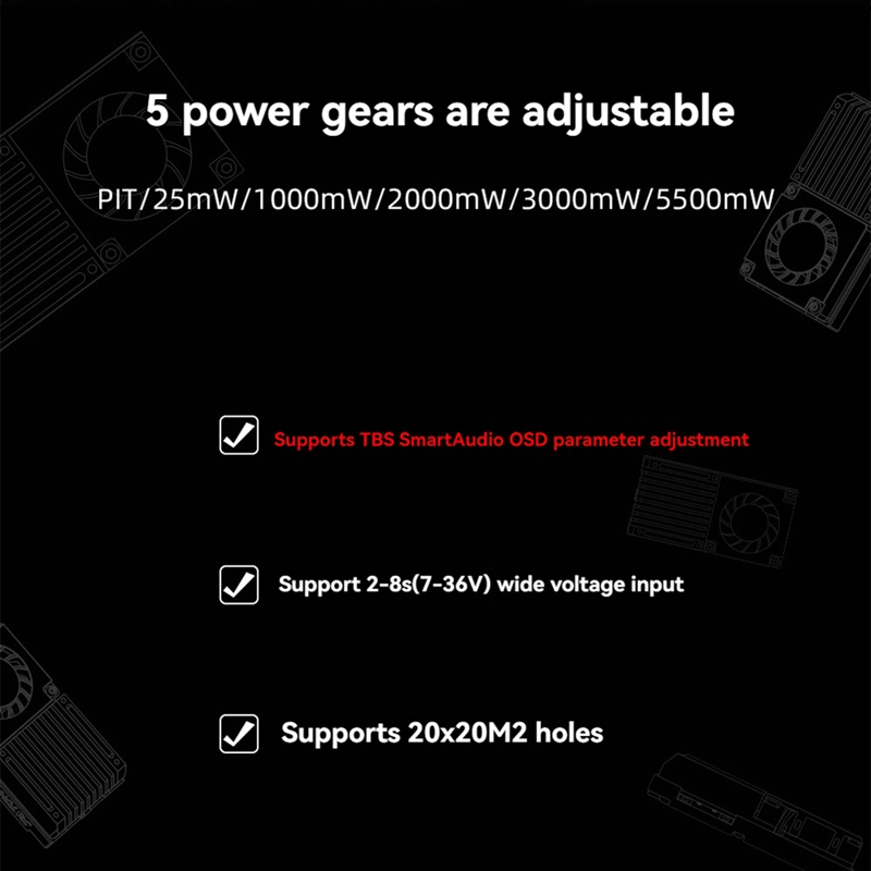5.8G 5.5W VTX 64CH High Power  - Fpv Drone Transmitter のレビューと価格